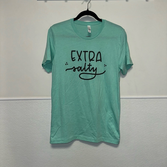 Women's Bella + Canvas T-shirt Size Medium Mint Green Extra Salty NWOT - Picture 1 of 7